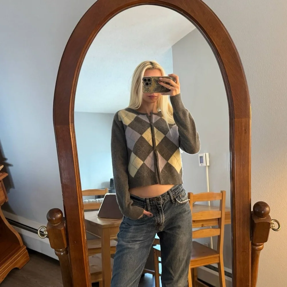 Have Argyle Knit Sweater in Gray and Cream - Picture 1 of 11